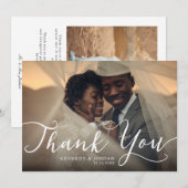 Stylish Hand Lettered Wedding Foto Bedankkaart (Voorkant / Achterkant)