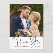 Stylish Hand Lettered Wedding Foto Hartelijk dank Briefkaart (Voorkant)