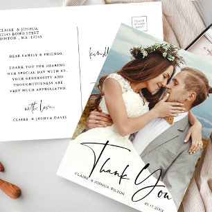 Stylish Hand Lettered Wedding Foto Hartelijk dank Briefkaart