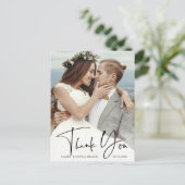 Stylish Hand Lettered Wedding Foto Hartelijk dank Briefkaart (Staand voorkant)