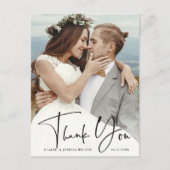 Stylish Hand Lettered Wedding Foto Hartelijk dank Briefkaart (Voorkant)