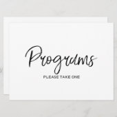 Stylish Hand Lettered Wedding "Programs" Sign (Voorkant / Achterkant)
