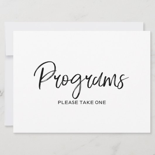 Stylish Hand Lettered Wedding "Programs" Sign (Voorkant)