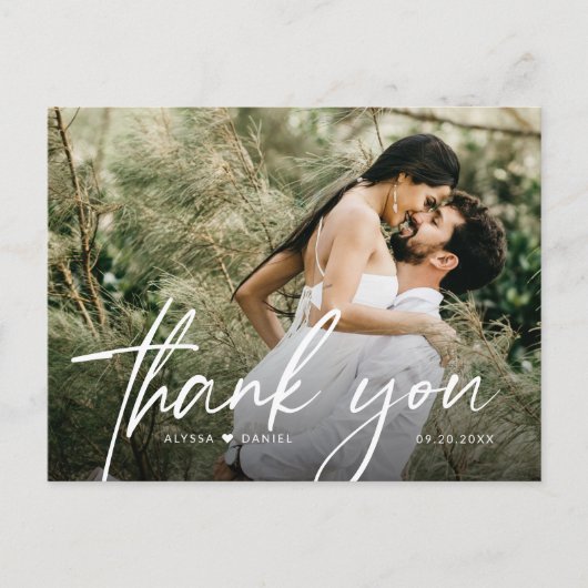 Stylish handlettering script wedding photos briefkaart (Voorkant)