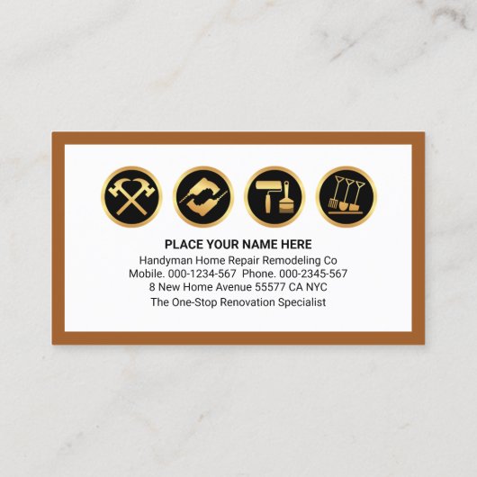 Stylish Handyman Tools Building Rooftop Visitekaartje (Achterkant)
