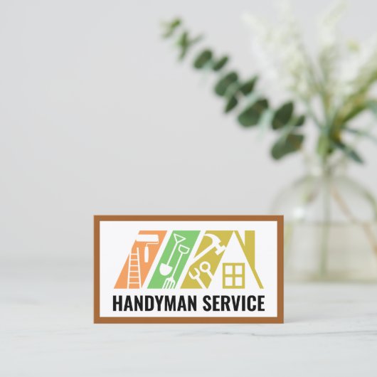 Stylish Handyman Tools Building Rooftop Visitekaartje (Staand voorkant)