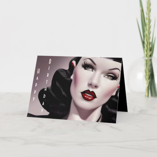 Stylish Happy Birthday Gothic Girl Birthday Kaart (Voorkant)