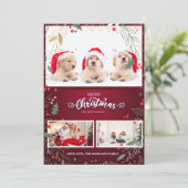 Stylish Holly Berries Red Buffalo Pset, jouw foto Kaart (Staand voorkant)