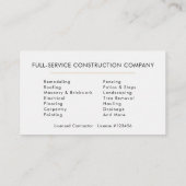 Stylish Home Repairs Construction Contractor Visitekaartje (Achterkant)