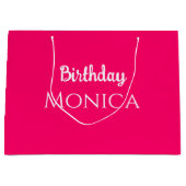  stylish hot pink birthday personalized name  groot cadeauzakje (Voorkant)