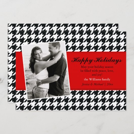 Stylish Houndstooth Feestdagenkaart (Voorkant / Achterkant)