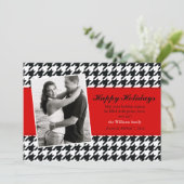 Stylish Houndstooth Feestdagenkaart (Staand voorkant)