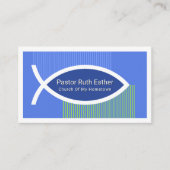 Stylish Ichthus Fish In Blue Stripe Water Visitekaartje (Voorkant)