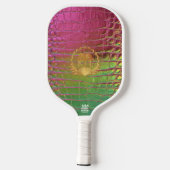 Stylish Iridescent Pink Green Faux Crocodile Pickleball Paddle (Achterkant)
