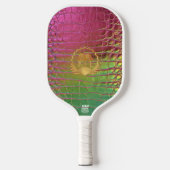 Stylish Iridescent Pink Green Faux Crocodile Pickleball Paddle (Voorkant)