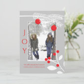 Stylish Joy met Red Berries kerstfotokaart Feestdagenkaart (Staand voorkant)