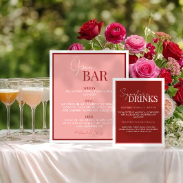 Stylish Juicy Red Signature Drink Wedding Reclamebord Met Voetstuk