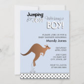 Stylish Kangaroo Jumping for Joy Boy baby shower Kaart (Voorkant)