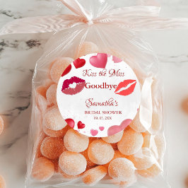 Stylish  Kiss Miss Goodbye Red Lips Bridal Shower Ronde Sticker
