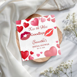 Stylish  Kiss Miss Goodbye Red Lips Bridal Shower Servet