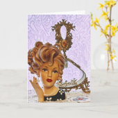 Stylish Lady Head Vase Spiral Curls Floral Kaart (Gele Bloem)