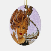 Stylish Lady Head Vase Spiral Curls Floral Keramisch Ornament (Rechts)