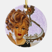 Stylish Lady Head Vase Spiral Curls Floral Keramisch Ornament (Voorkant)