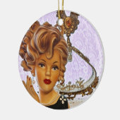 Stylish Lady Head Vase Spiral Curls Floral Keramisch Ornament (Links)