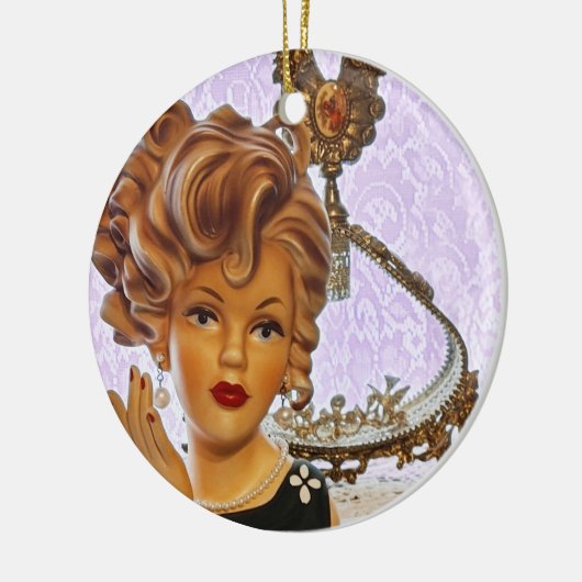 Stylish Lady Head Vase Spiral Curls Floral Keramisch Ornament (Links)