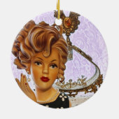 Stylish Lady Head Vase Spiral Curls Floral Keramisch Ornament (Achterkant)