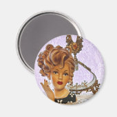 Stylish Lady Head Vase Spiral Curls Floral Magneet (Voorkant / Achterkant)