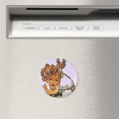 Stylish Lady Head Vase Spiral Curls Floral Magneet (Insitu (Vaatwasser))