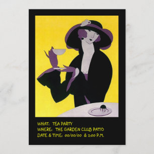 Stylish Lady High Tea Aftermiddags Invitation Part Kaart