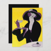 STYLISH LADY HIGH TEA INVITATION ~ EZ OM AAN TE PA KAART (Voorkant / Achterkant)