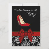 Stylish Lady's Damask Stiletto Custom Invitation Kaart (Voorkant)