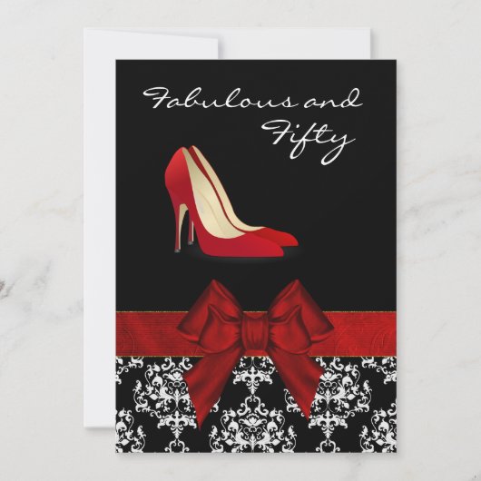 Stylish Lady's Damask Stiletto Custom Invitation Kaart (Voorkant)