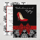 Stylish Lady's Damask Stiletto Custom Invitation Kaart (Voorkant / Achterkant)