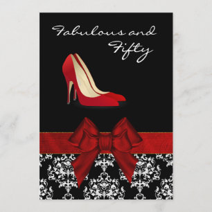 Stylish Lady's Damask Stiletto Custom Invitation Kaart