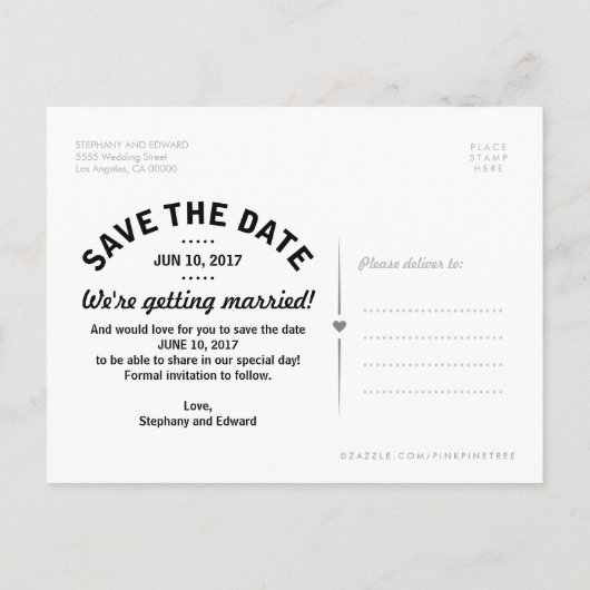 Stylish Lake Mountains Save the Date Briefkaart (Achterkant)