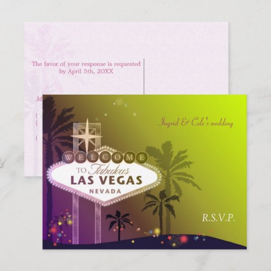 Stylish Las Vegas Nevada Wedding RSVP Uitnodiging Briefkaart (Voorkant / Achterkant)