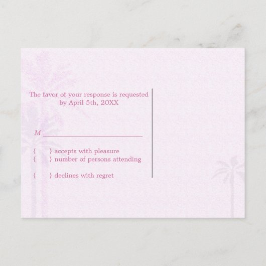 Stylish Las Vegas Nevada Wedding RSVP Uitnodiging Briefkaart (Achterkant)