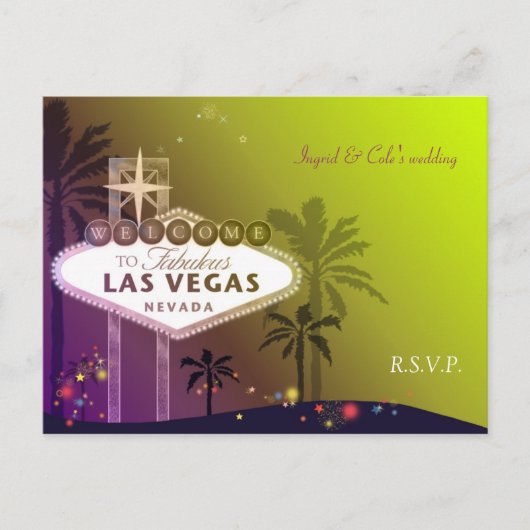 Stylish Las Vegas Nevada Wedding RSVP Uitnodiging Briefkaart (Voorkant)