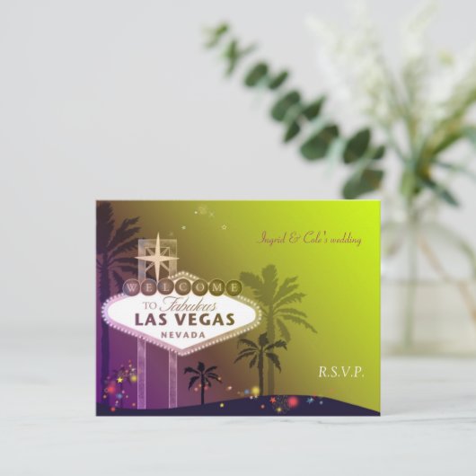 Stylish Las Vegas Nevada Wedding RSVP Uitnodiging Briefkaart (Staand voorkant)