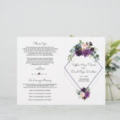 Stylish Lavender Navy Blue Floral Bloom Program (Staand voorkant)