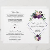 Stylish Lavender Navy Blue Floral Bloom Program (Voorkant / Achterkant)