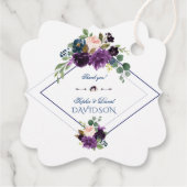 Stylish Lavender Navy Blue Floral Bloom Wedding Bedankjes Labels (Achterkant)