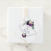 Stylish Lavender Navy Blue Floral Bloom Wedding Bedankjes Labels (In situ)