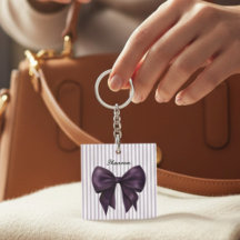 Stylish Lavender Stripes Purple Bow