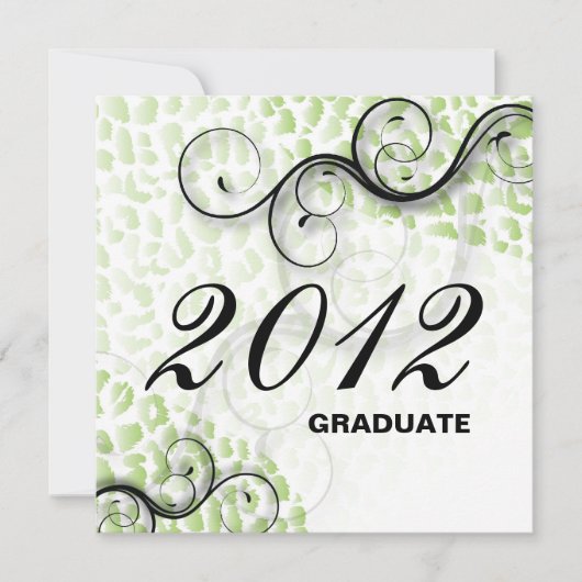 Stylish Leopard 2012 Afstudeerder Notice Uitnodigi Kaart (Voorkant)