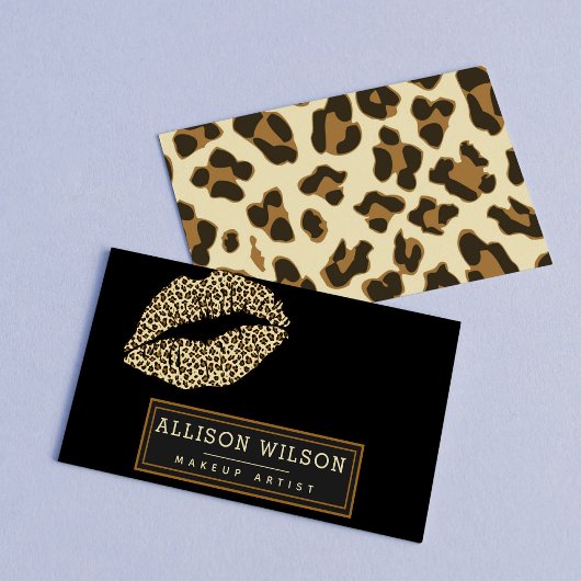 Stylish Leopard Print Kiss Visitekaartje